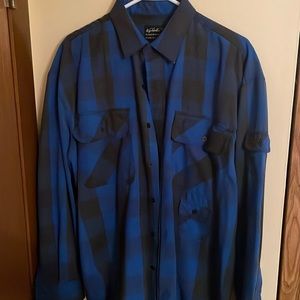Hugo Valentino plaid shirt good for lumber jack look blue and black